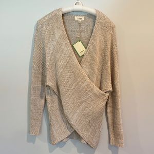 Tan Cream Cross Front Sweater